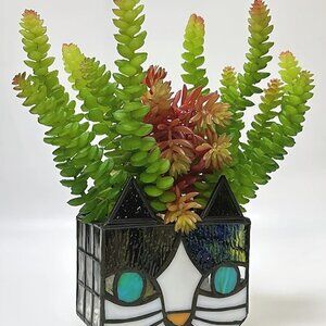 NEW Cute Cat Stained Glass Flower Pots,Indoor and Outdoor Plant Displays